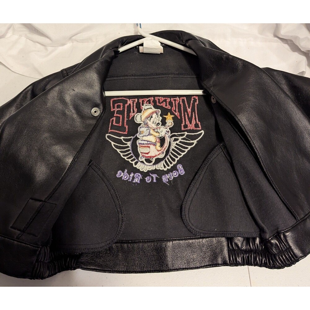 Disney Minnie Mouse Black Biker Jacket "Born to Ride" Faux Leather Kids Size 4T - Picture 16 of 16